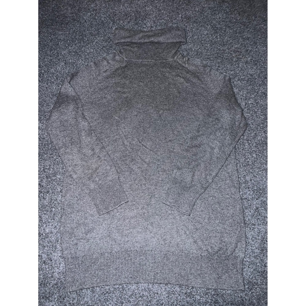 Lands End Womens Medium Gray Cotton Wool Blend Turtleneck Sweater M 10-12